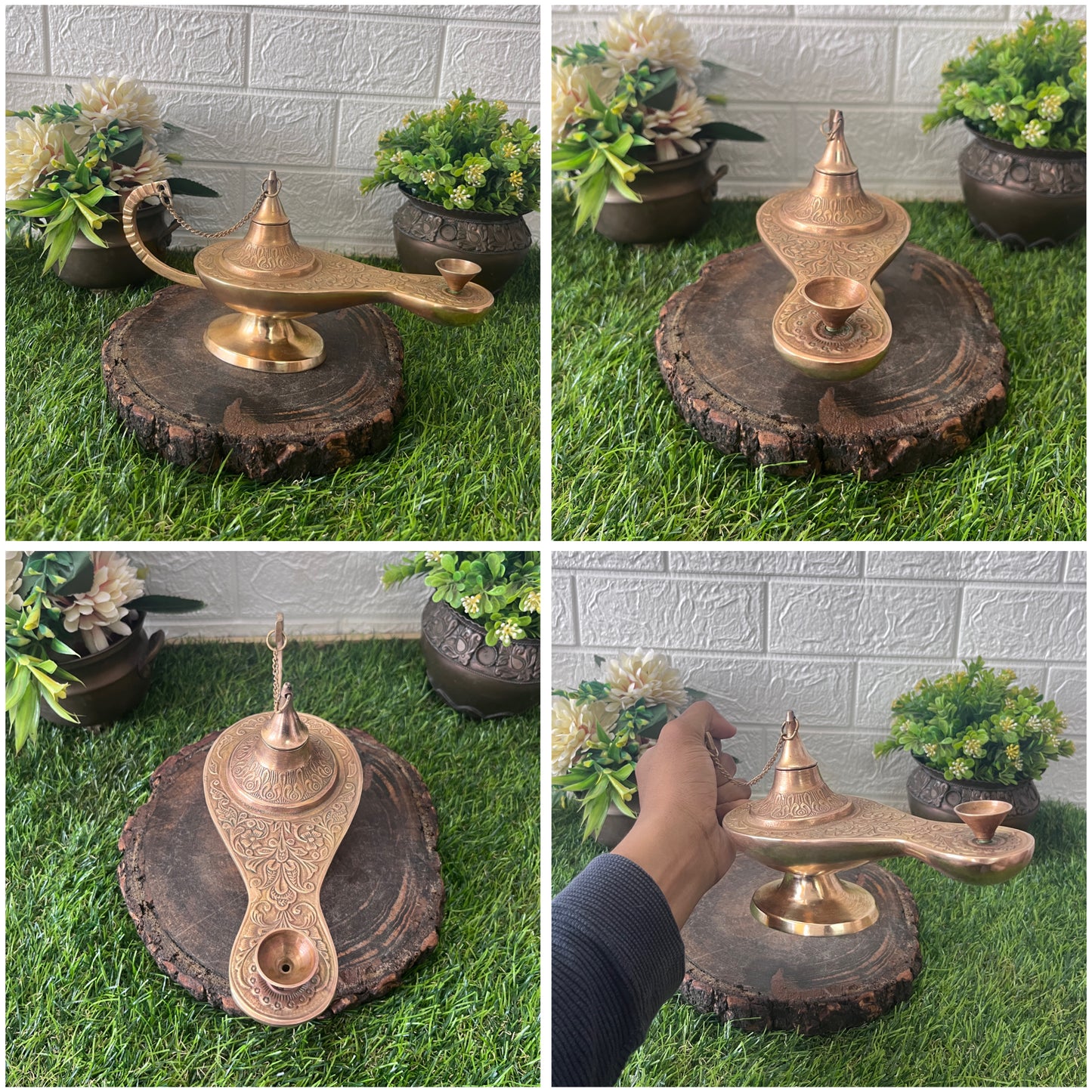 Brass Chirag - Antique Engraved Decor Lamp