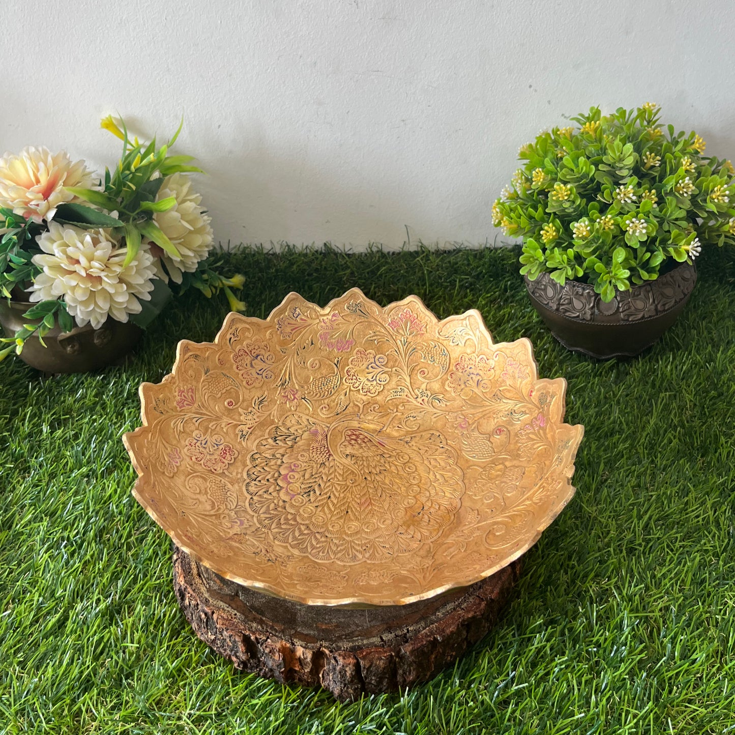 Antique Brass Engraved Fruit Bowl