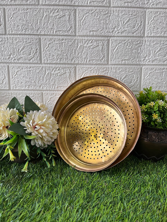 Brass Channi In Pair - Antique Strainer