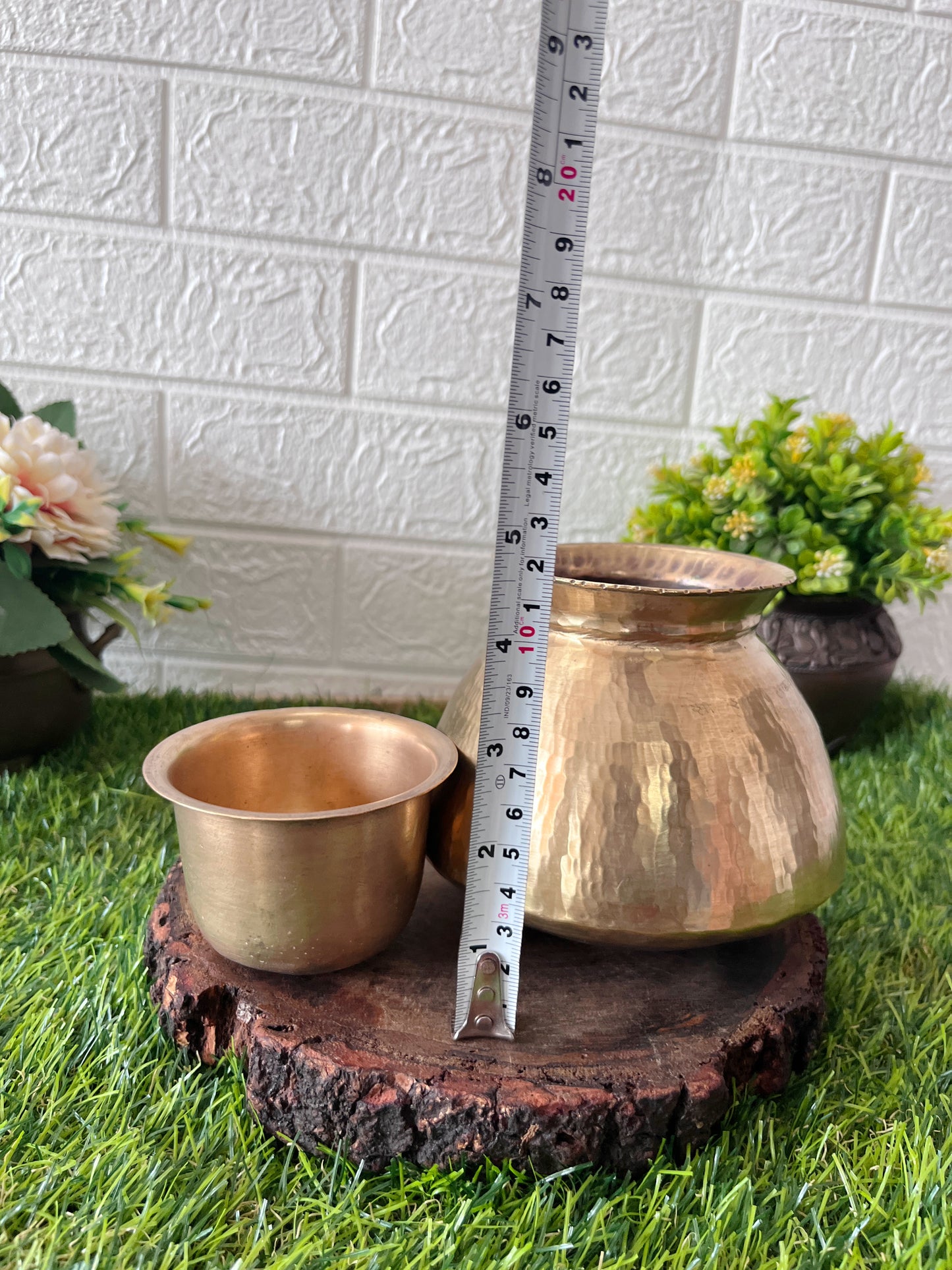 Brass Kalash And Pela - Antique Lota And Glass