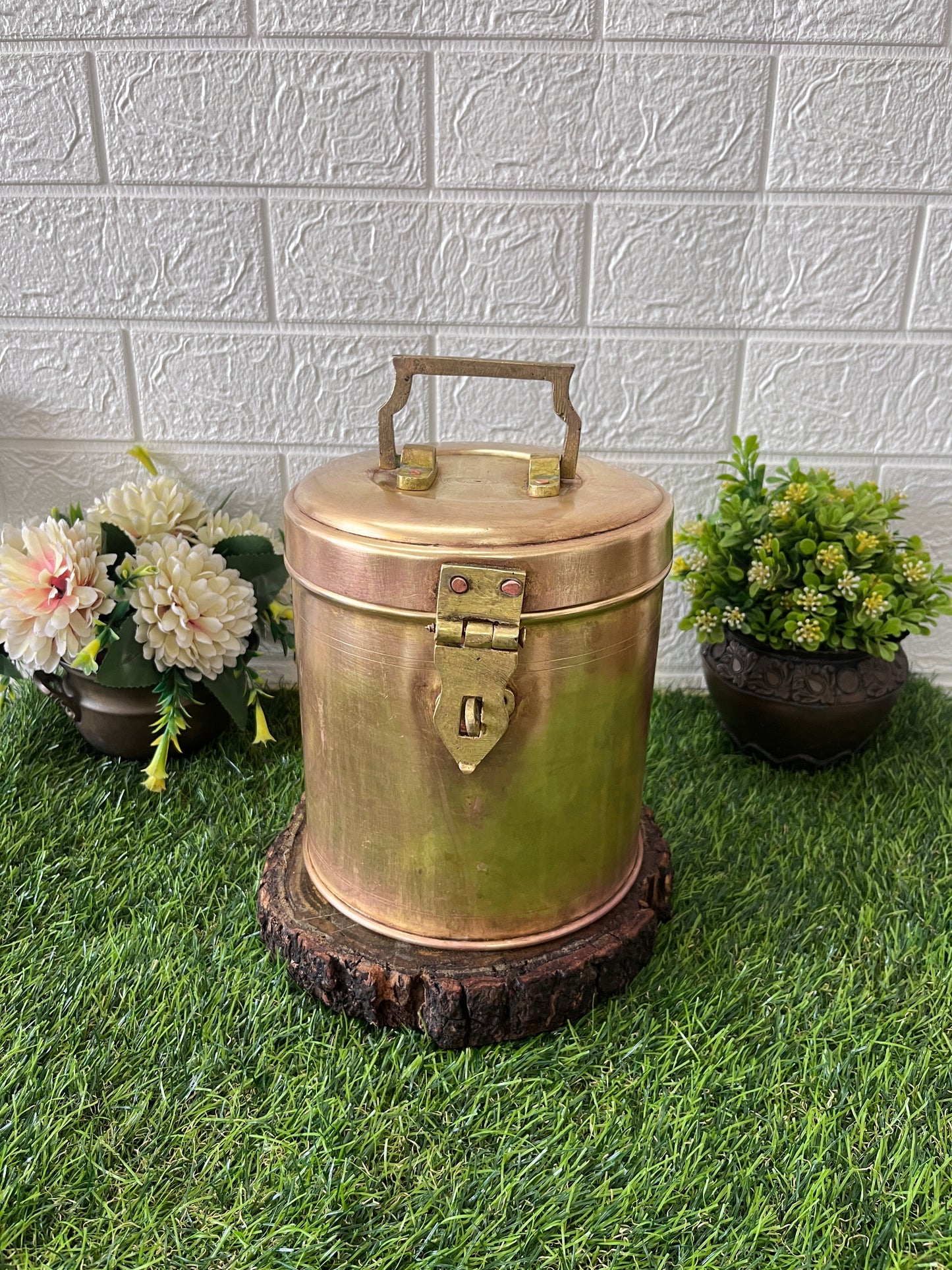 Brass Storage Box With Lock - Antique Kaddi Dabba