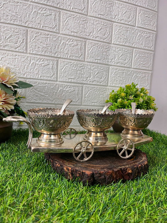 Brass Silver Coated Serving Bowls - Antique Serving Item