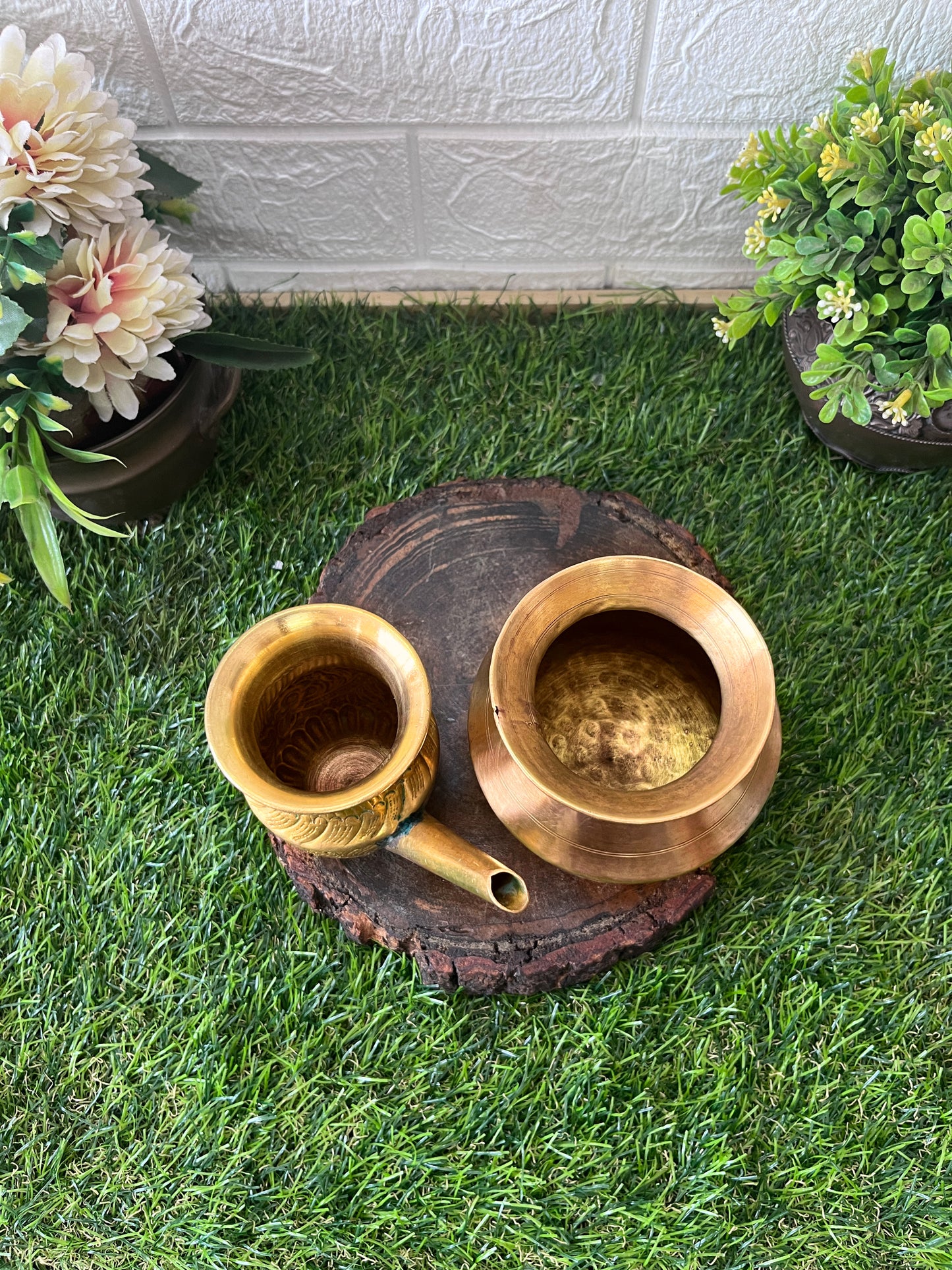 Brass Kamandalam With Kalash - Antique Lota In Pair