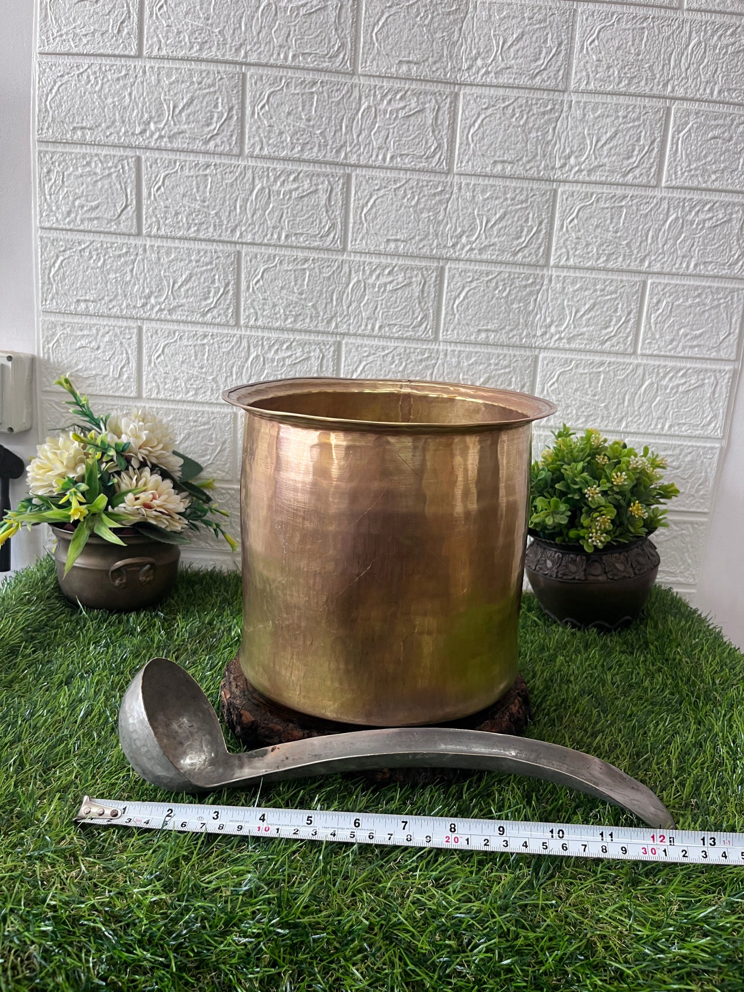 Brass Cooking Bowl With Ladle- Antique Cookware