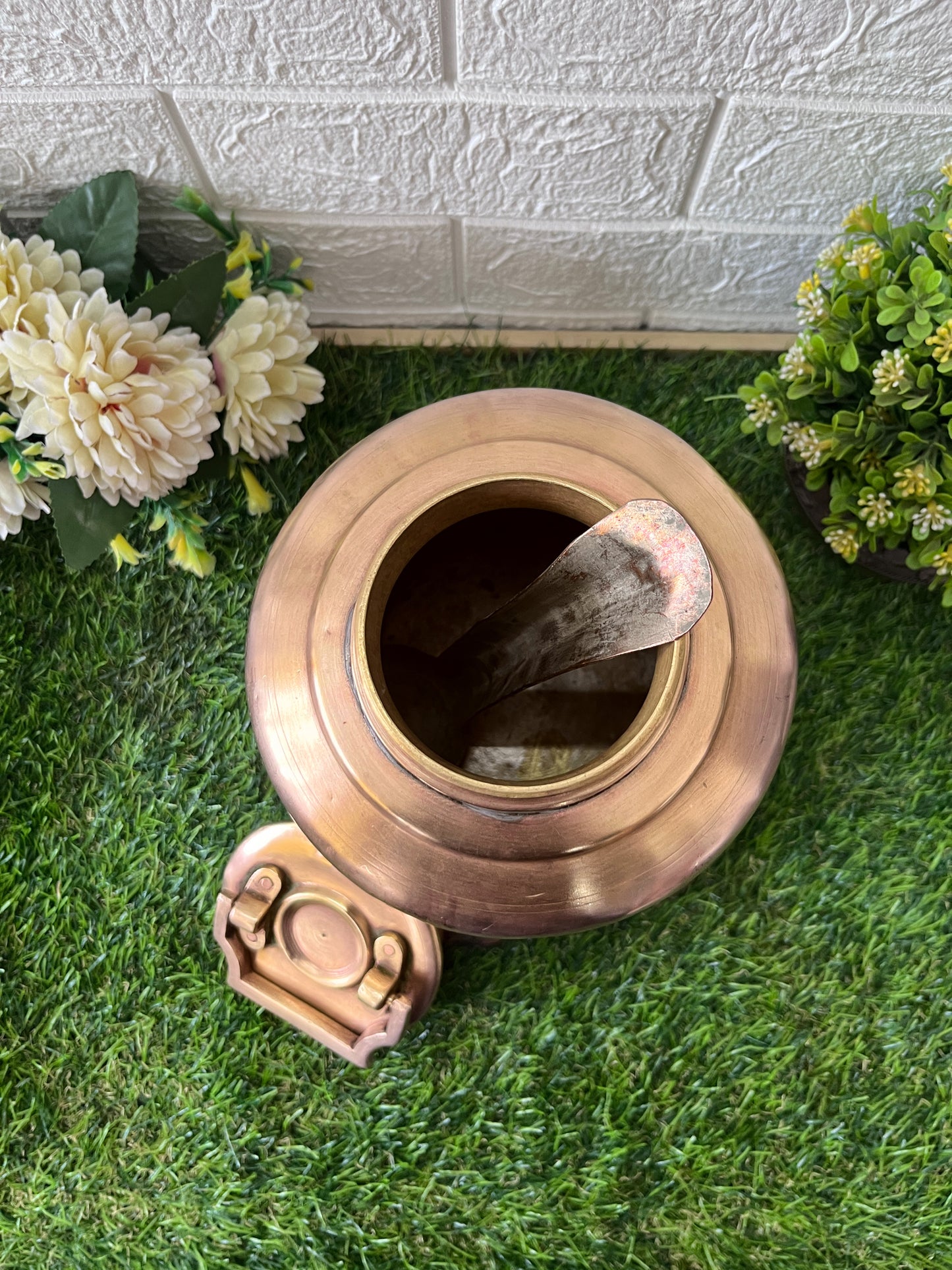 Brass Cannister With Lid And Ladle - Antique Storage Item