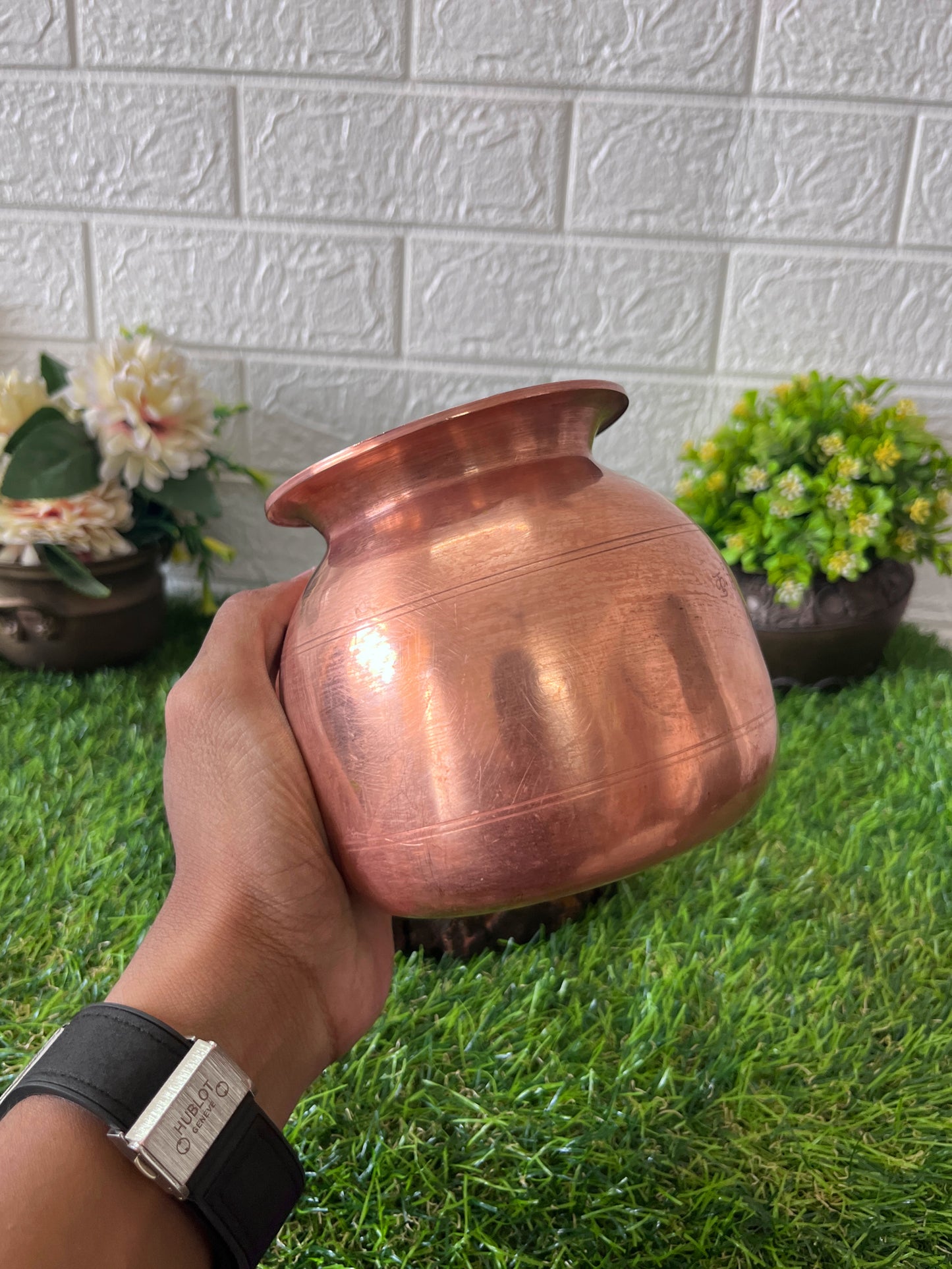 Copper kalash - Antique Lota with Glass