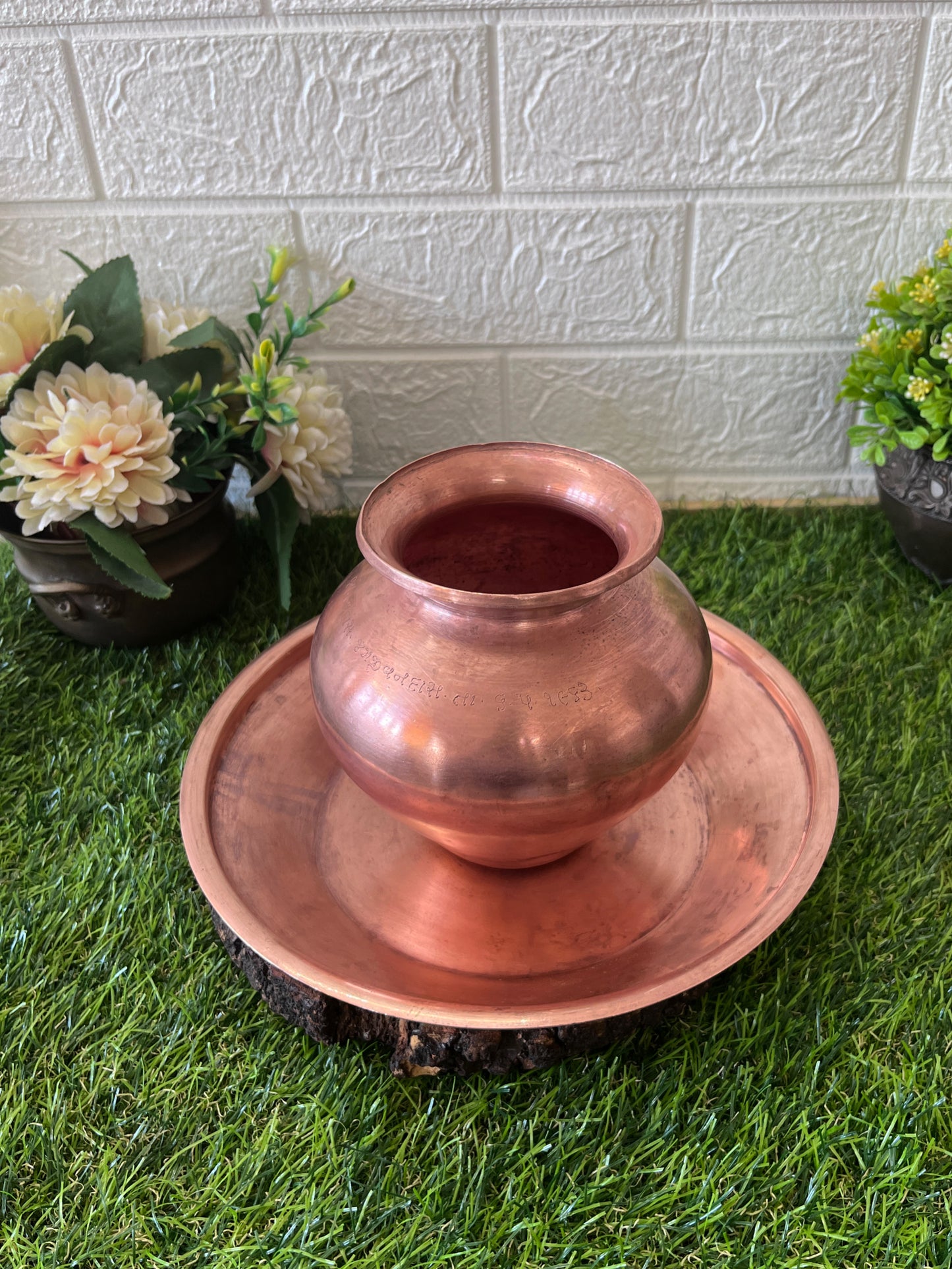 Copper Kalash With Plate - Antique Lota