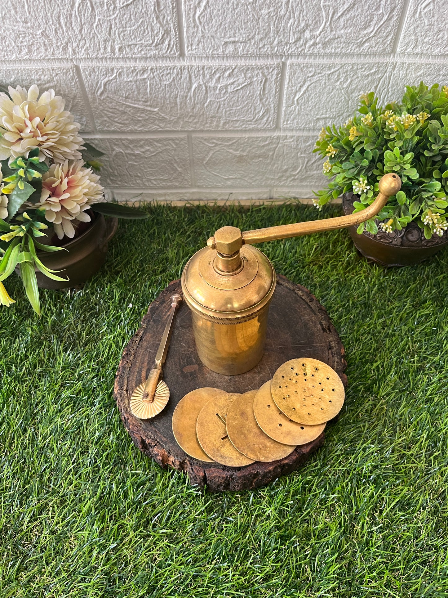 Brass Chakli Maker With Dough Cutter - Antique Item