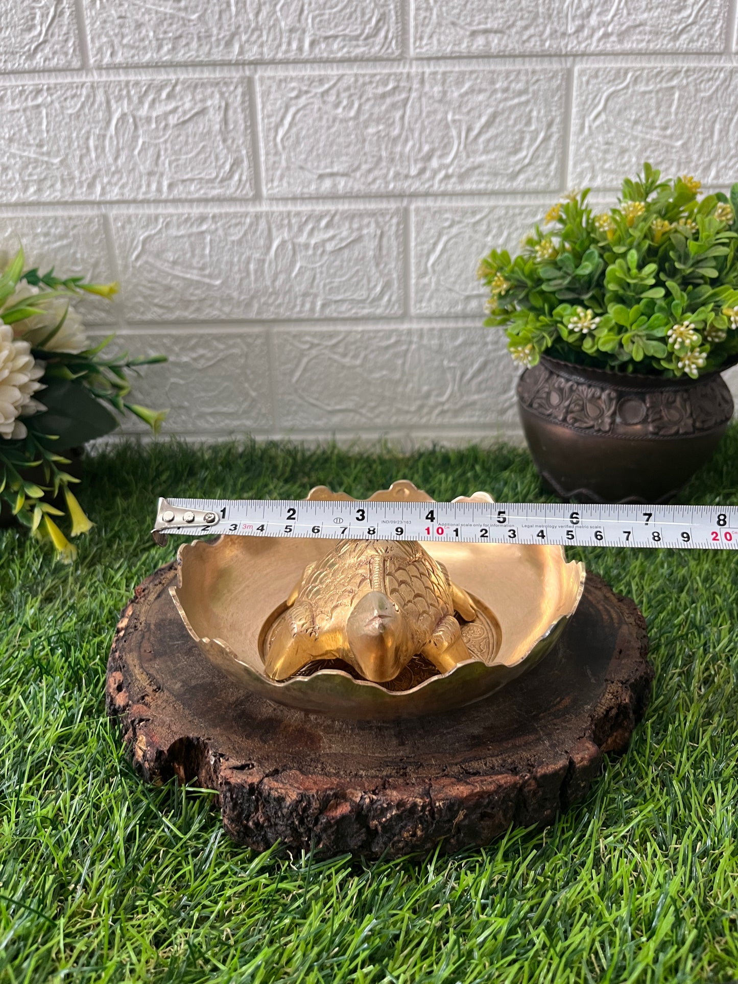 Brass Turtle With Bowl  - Antique Animal Figurine