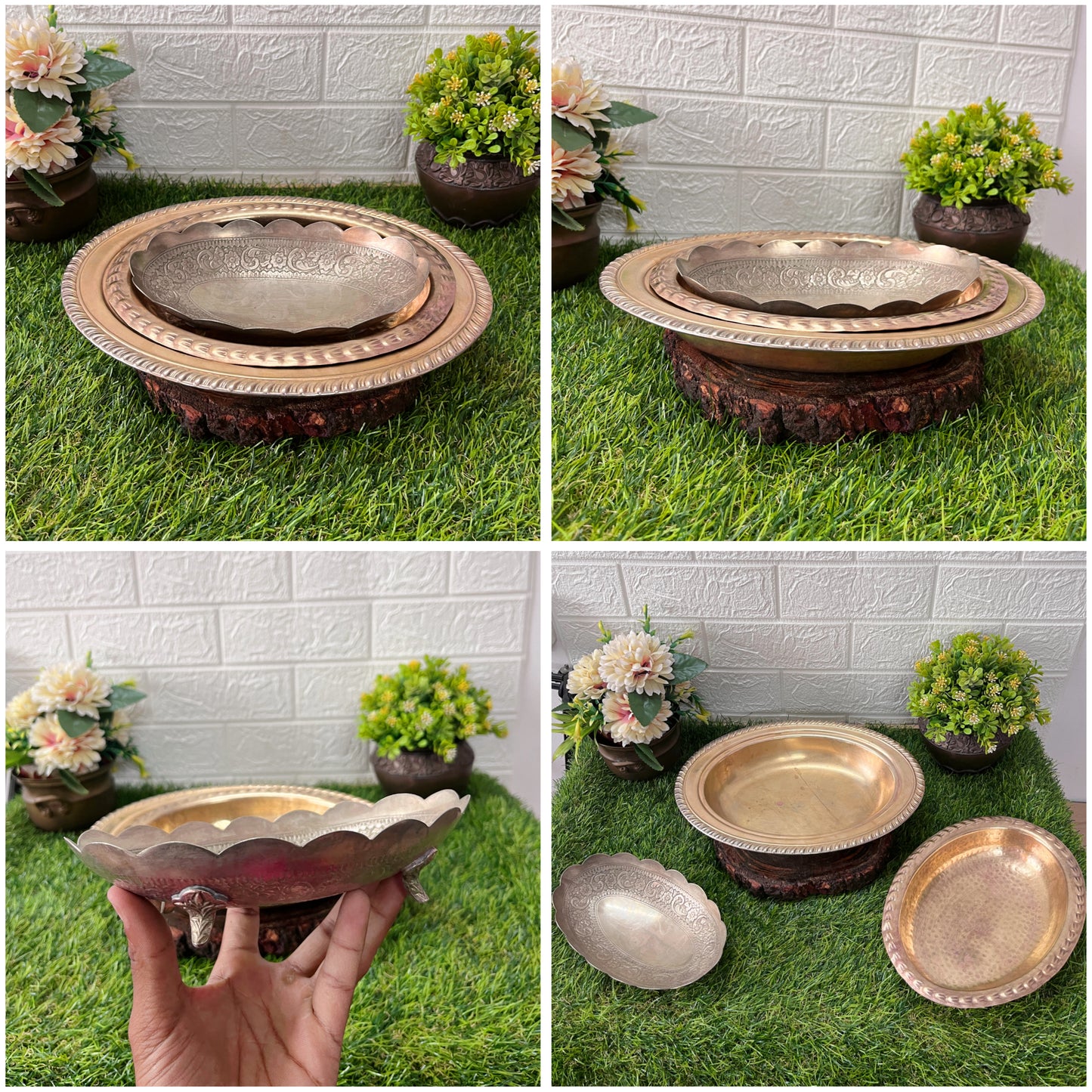 Brass Serving Bowl - Antique Serving Item Set