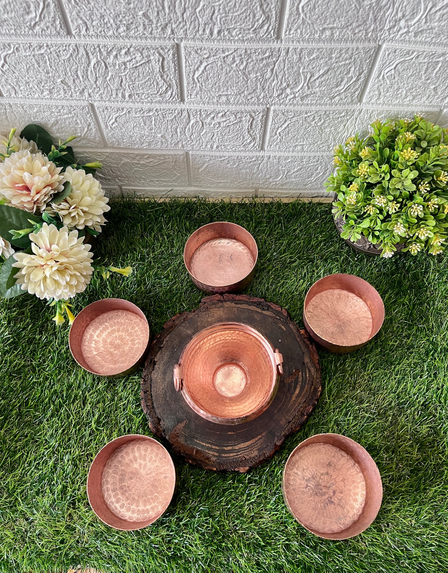 Antique Copper Ghangal with 5 Bowls