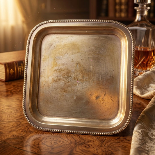 Antique Brass Tray | Pital Traditional Square Serving Plate