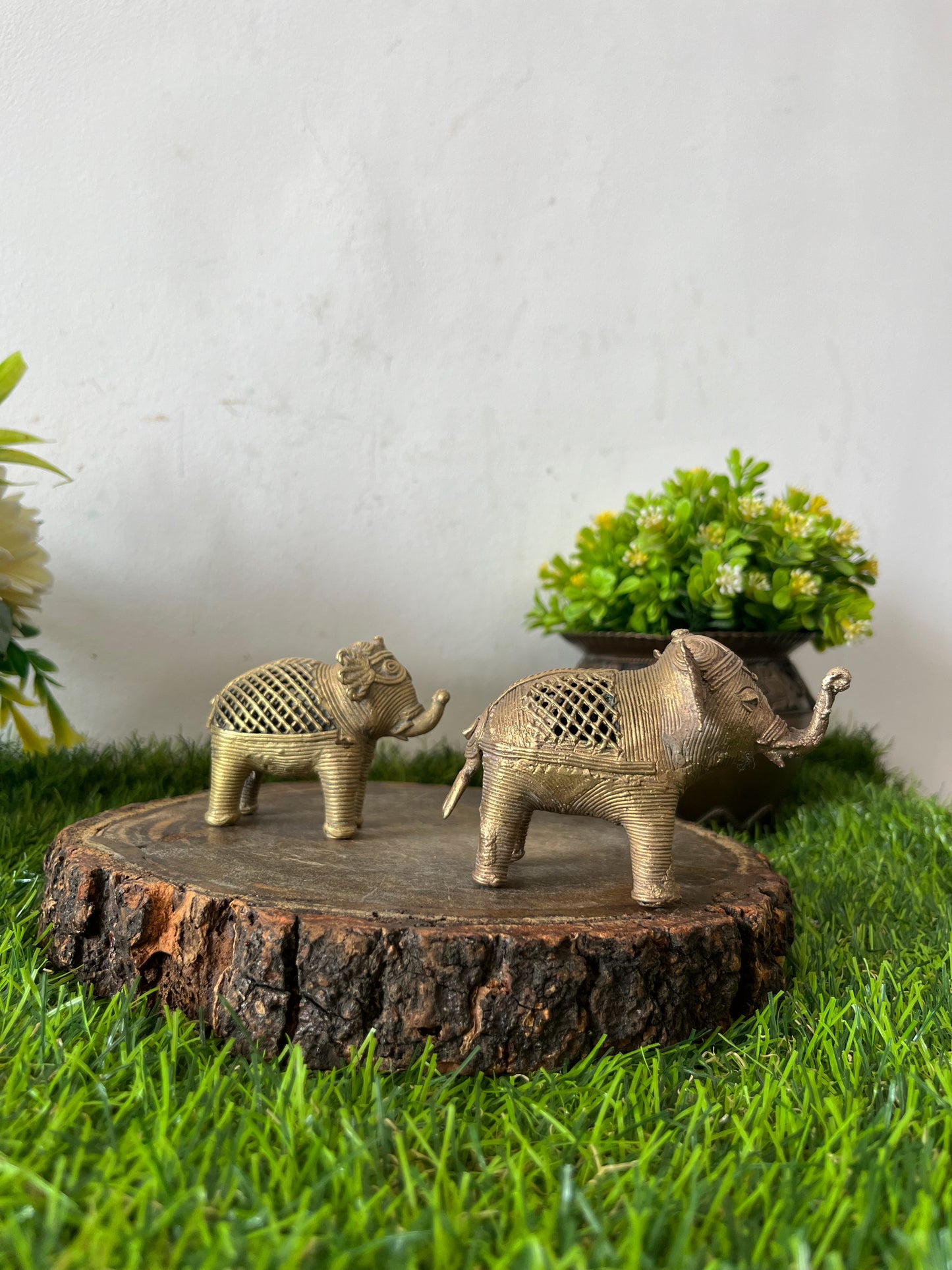 Antique Brass Small Elephant In Pair