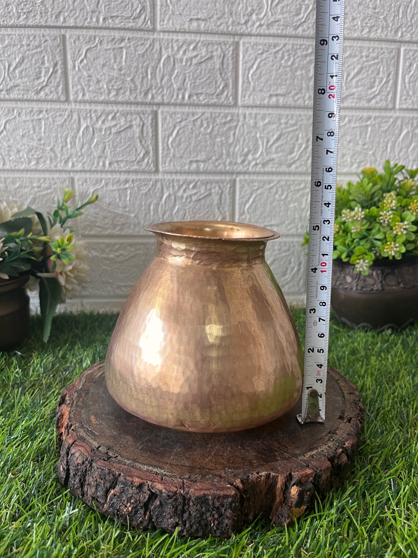 Brass Kalash With Glass- Antique Lota With Pela