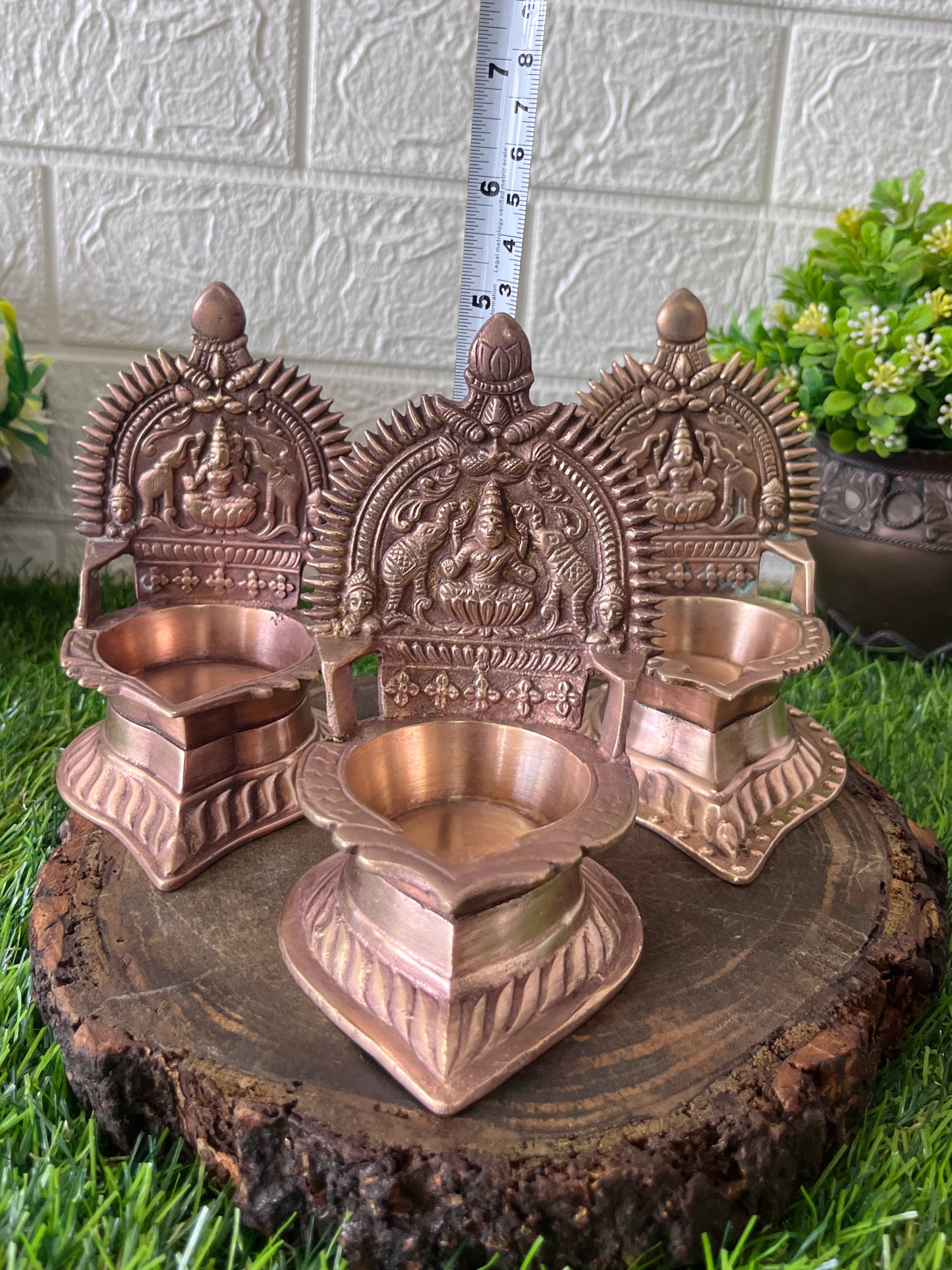 Brass Diya - Antique Brass Engraved Diya Set Of 3