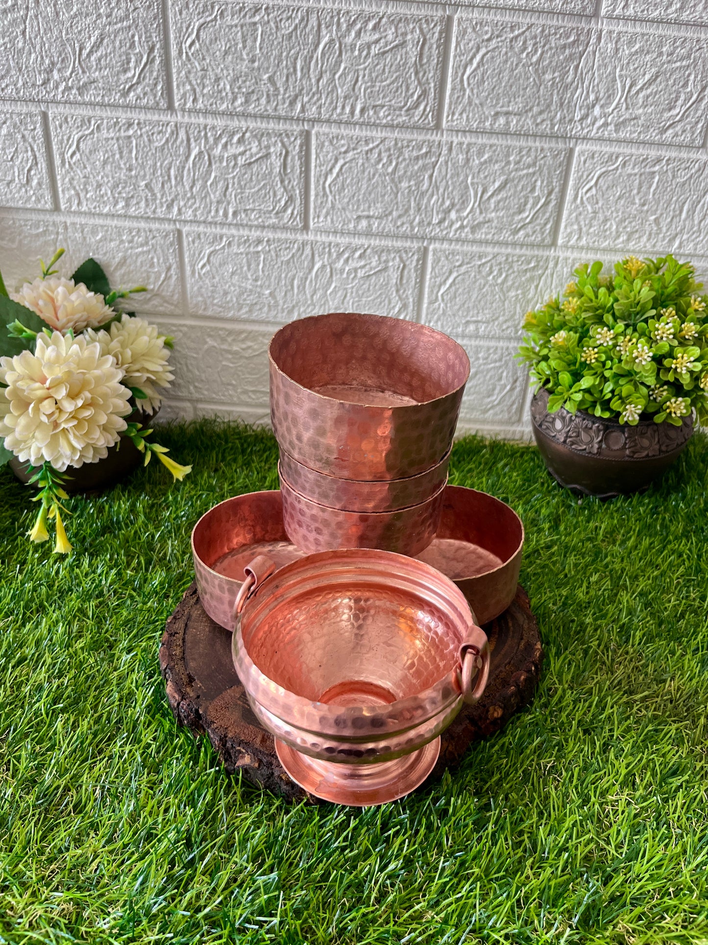 Antique Copper Ghangal with 5 Bowls