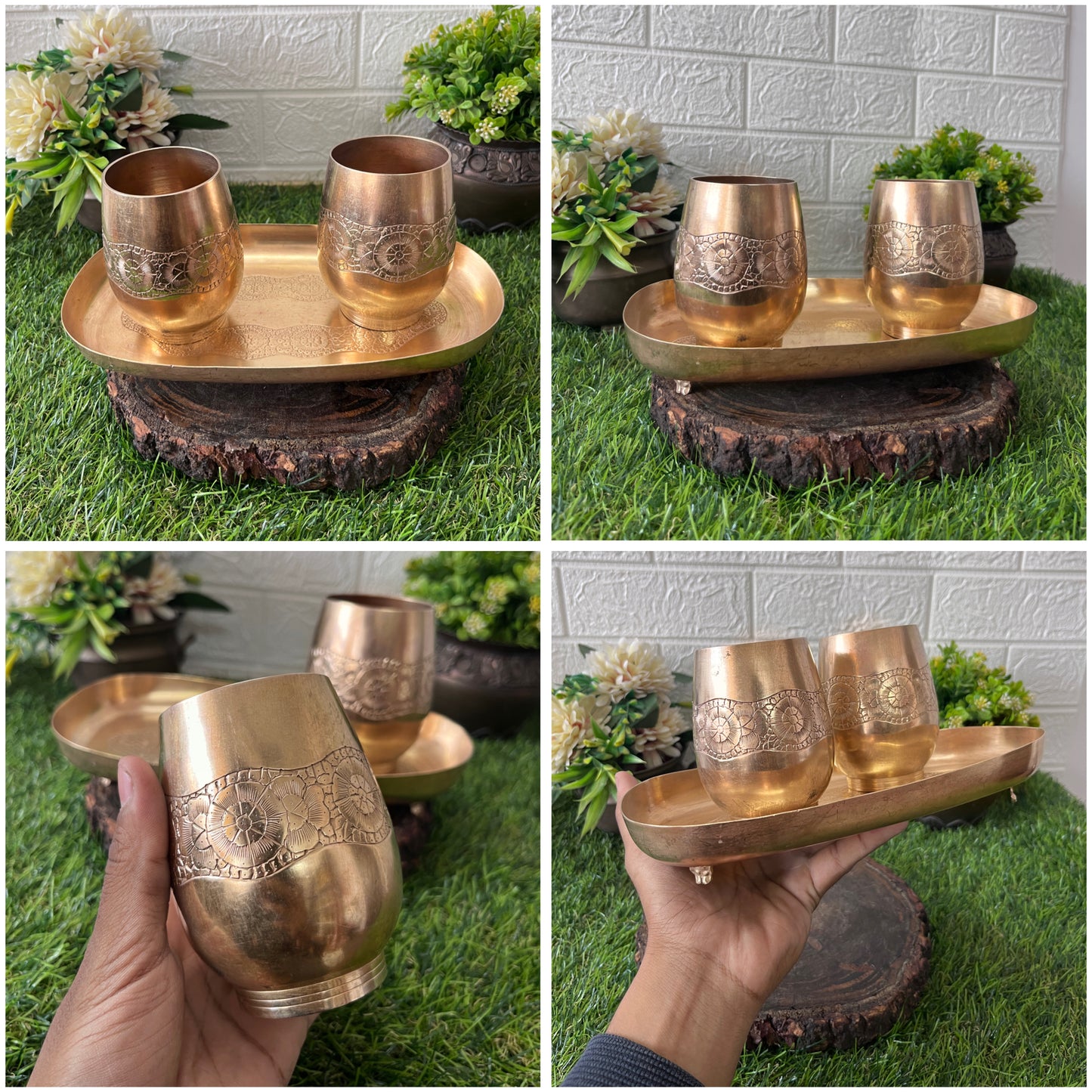 Brass Serving Set - Antique Engraved Serving Item