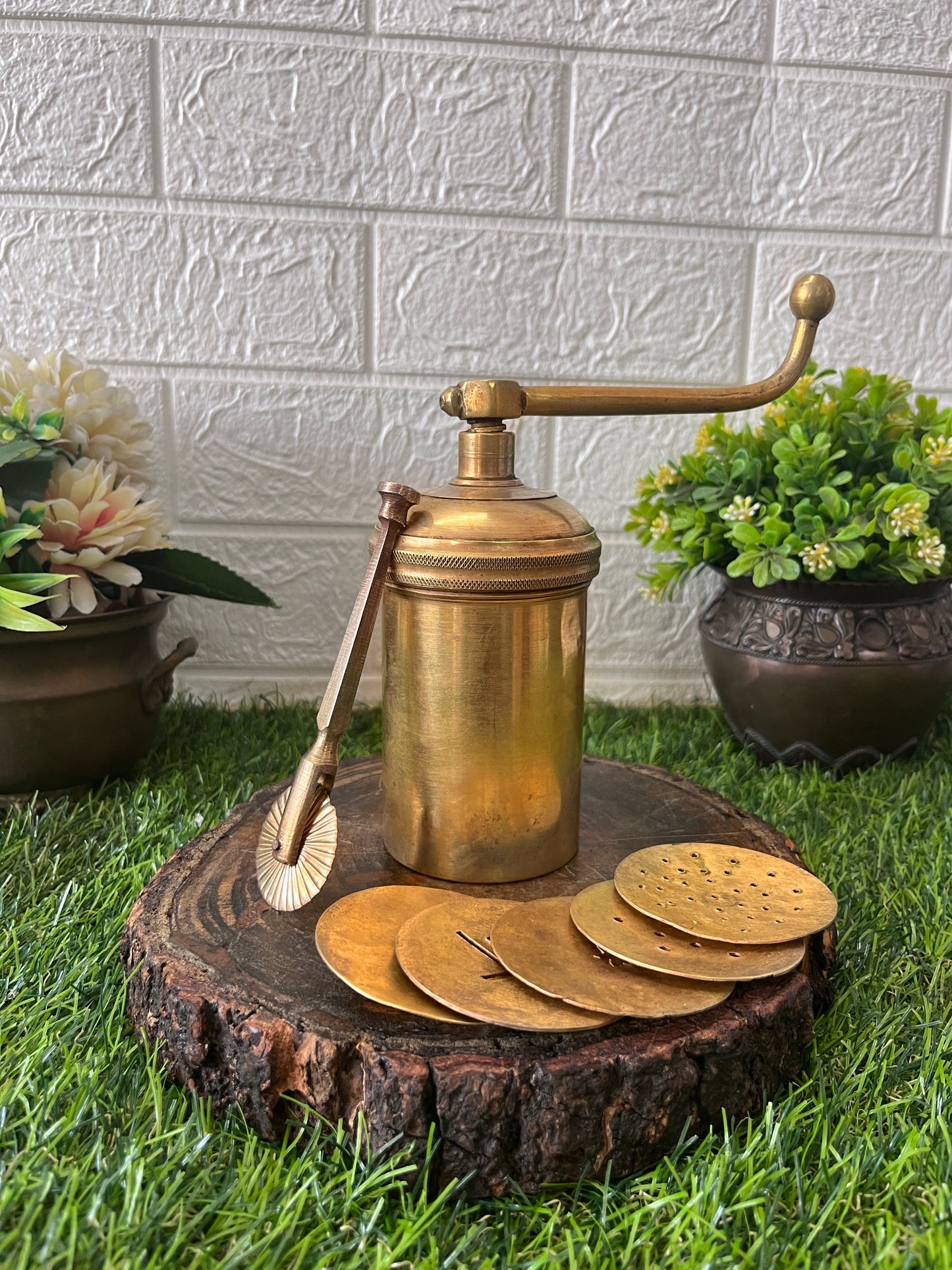 Brass Chakli Maker With Dough Cutter - Antique Item