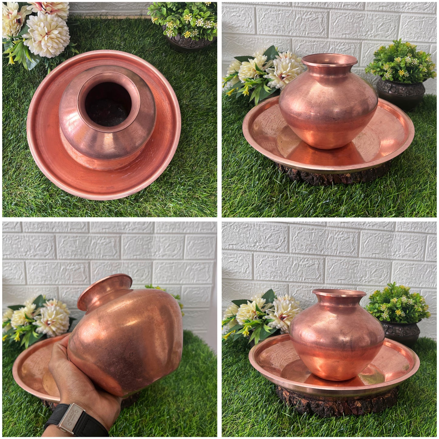 Copper Kalash And Plate - Antique Lota Set