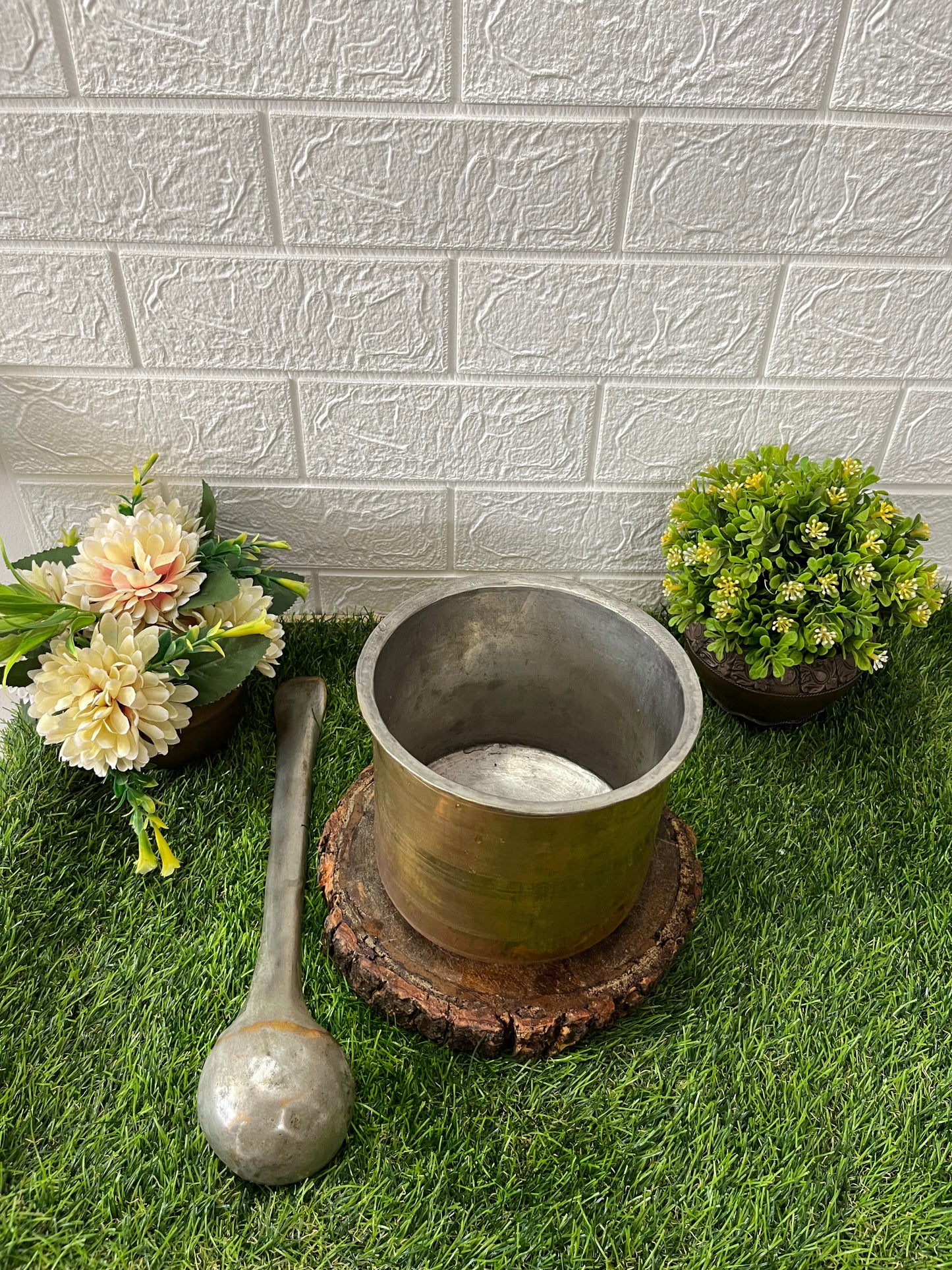 Antique Cooking Bowl With Ladle