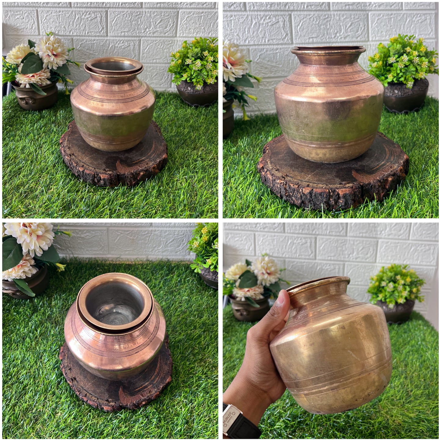 Brass Kalash with Glass - Antique Lota With Pela