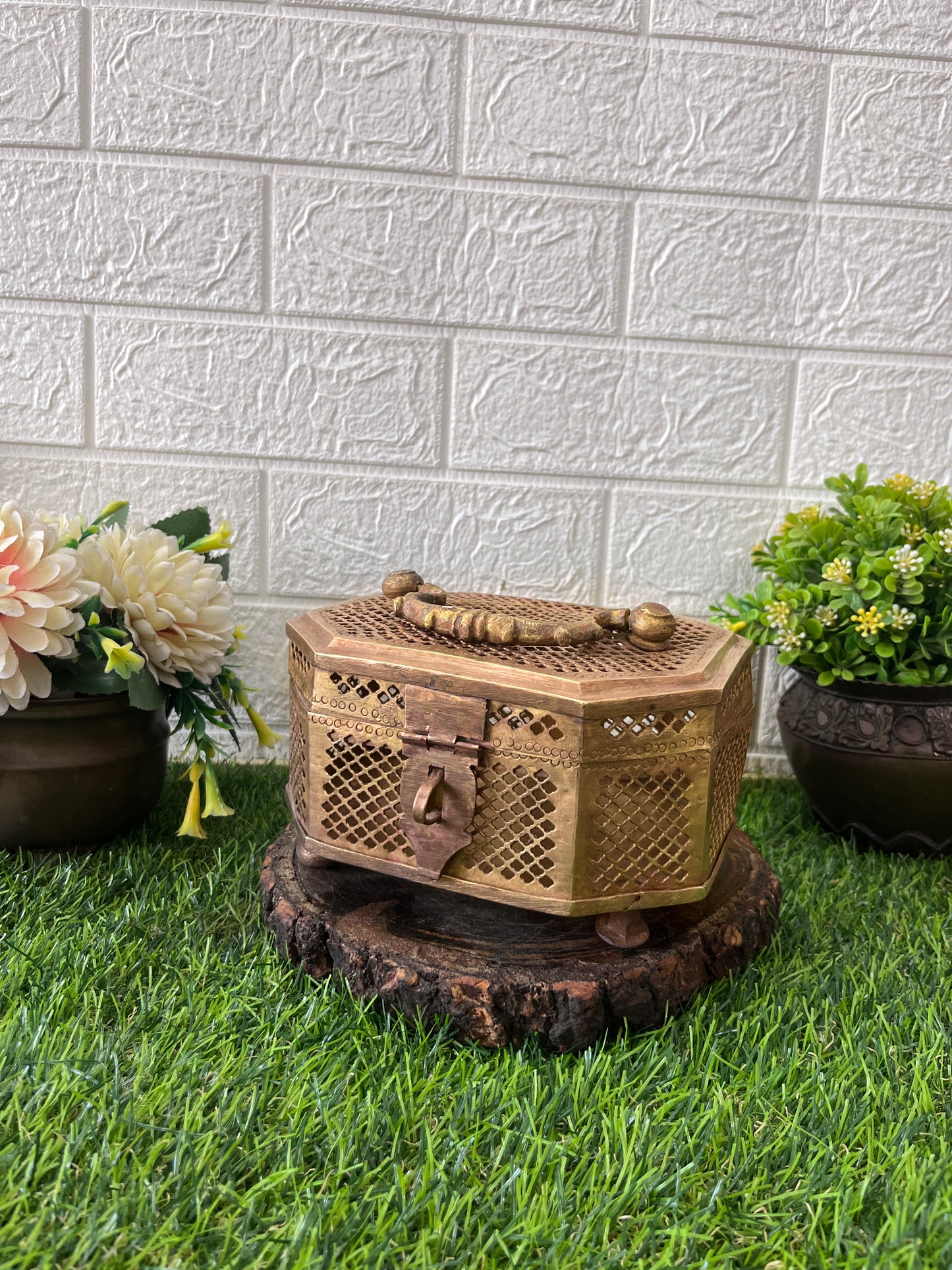 Brass Box With Lock - Antique Decor Item