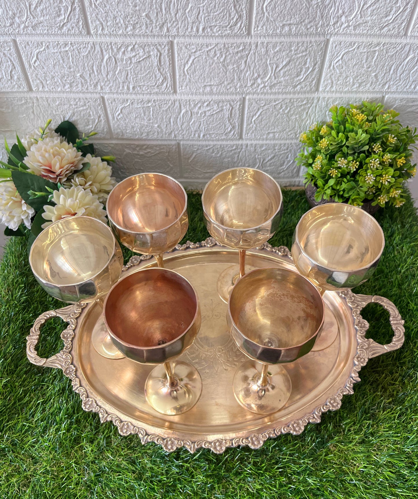 Antique Brass Refreshment Set