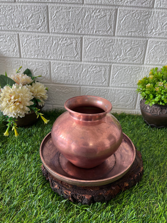 Antique Copper Kalash With Plate