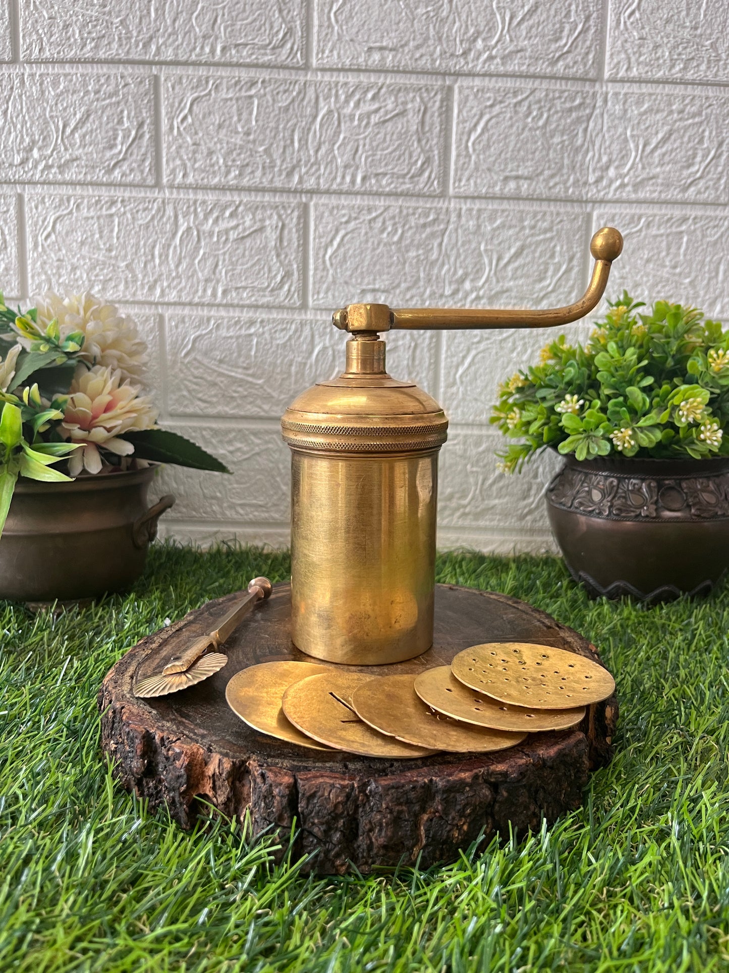 Brass Chakli Maker With Dough Cutter - Antique Item