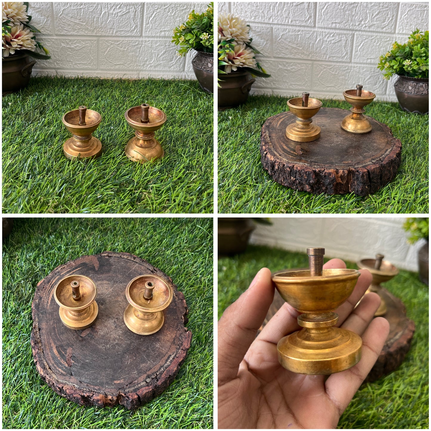 Brass Diya In Pair - Antique Oil Lamp