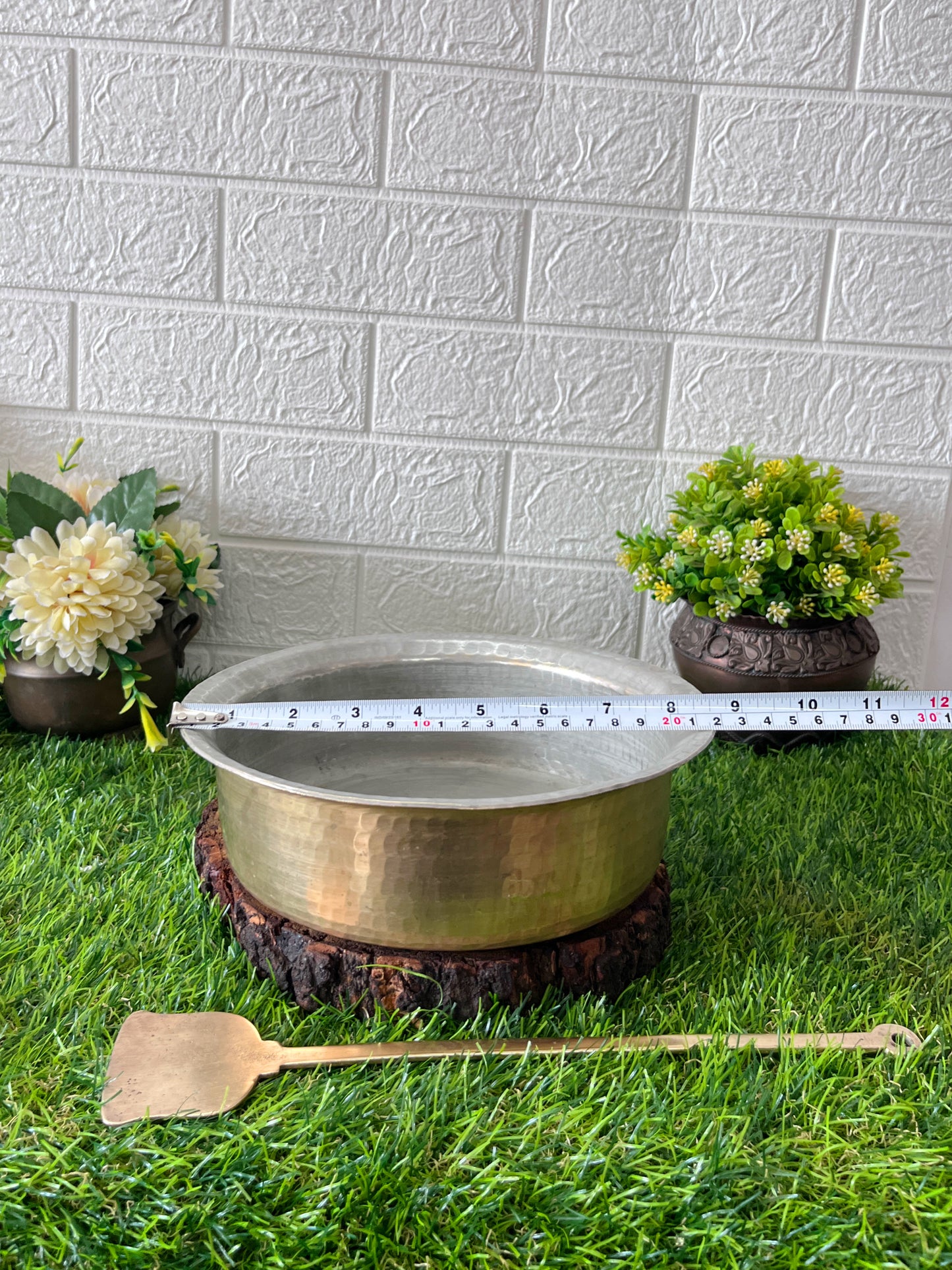 Brass Langadi With Ladle By Bombay Antiques - Antique Cooking Bowl and Spoon