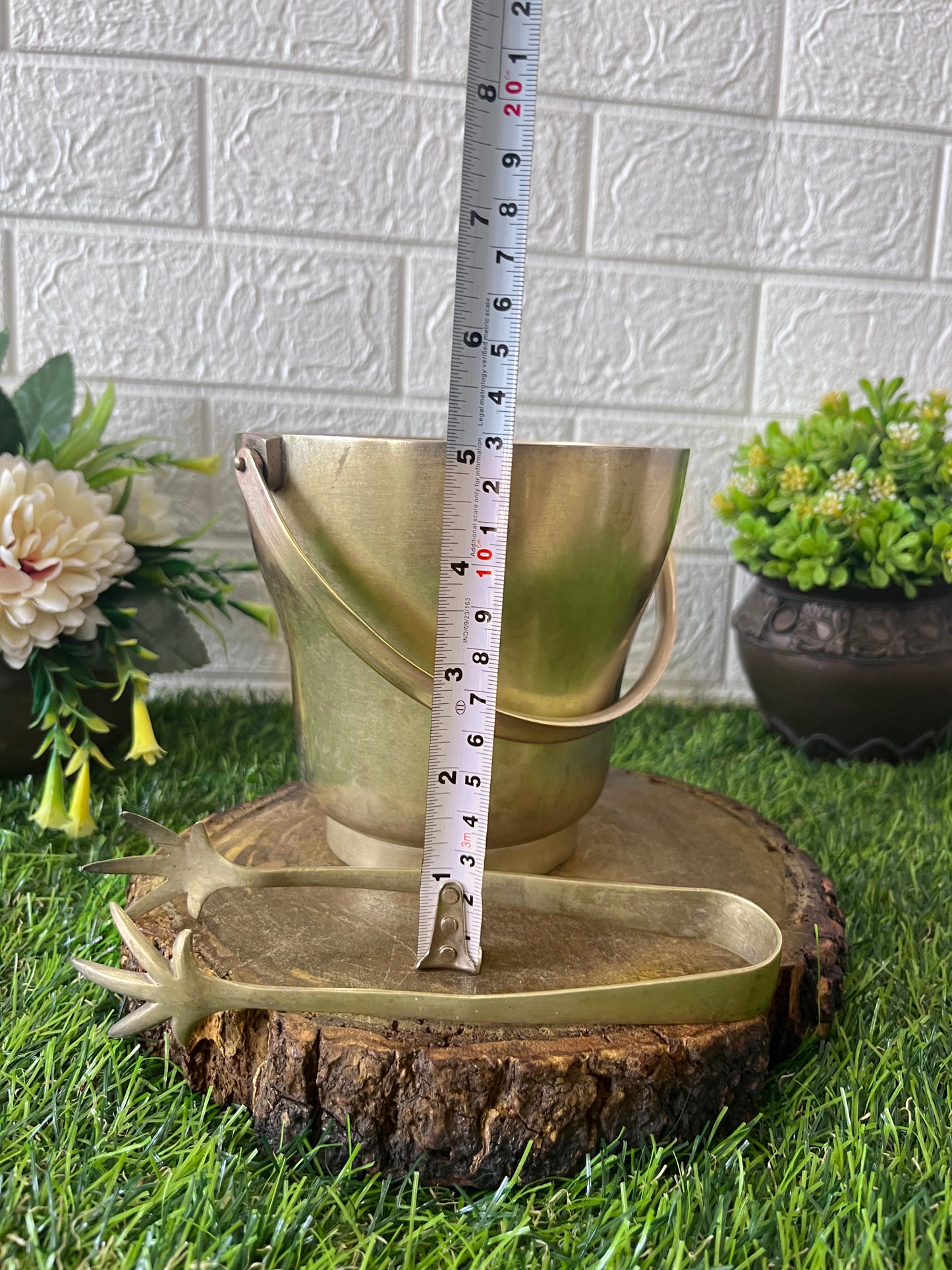 Brass Ice Bucket - Antique Ice Bucket with Tong