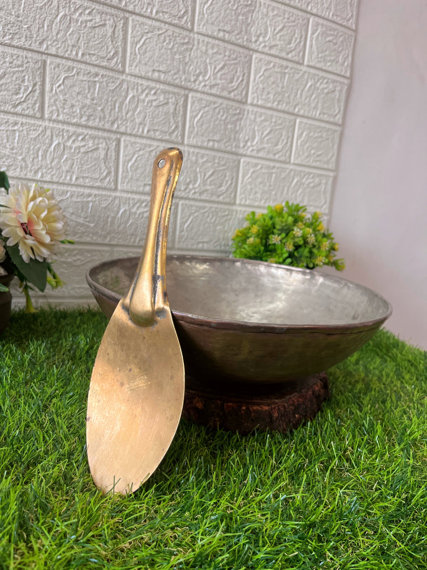 Brass Kadai With Spoon - Antique Cooking Bowl