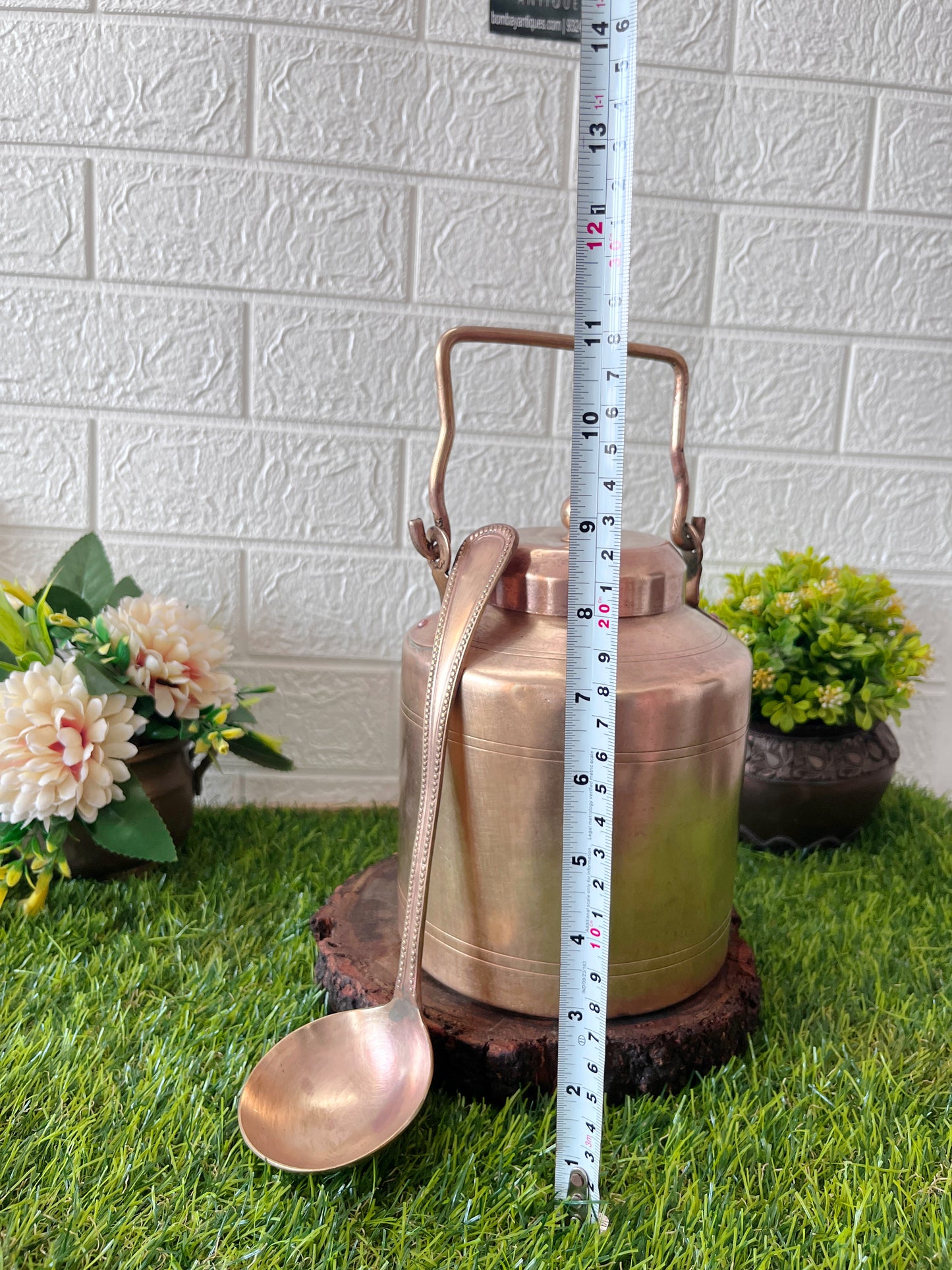 Brass Storage Can With ladle - Antique Storage kettle With Spoon And Lid