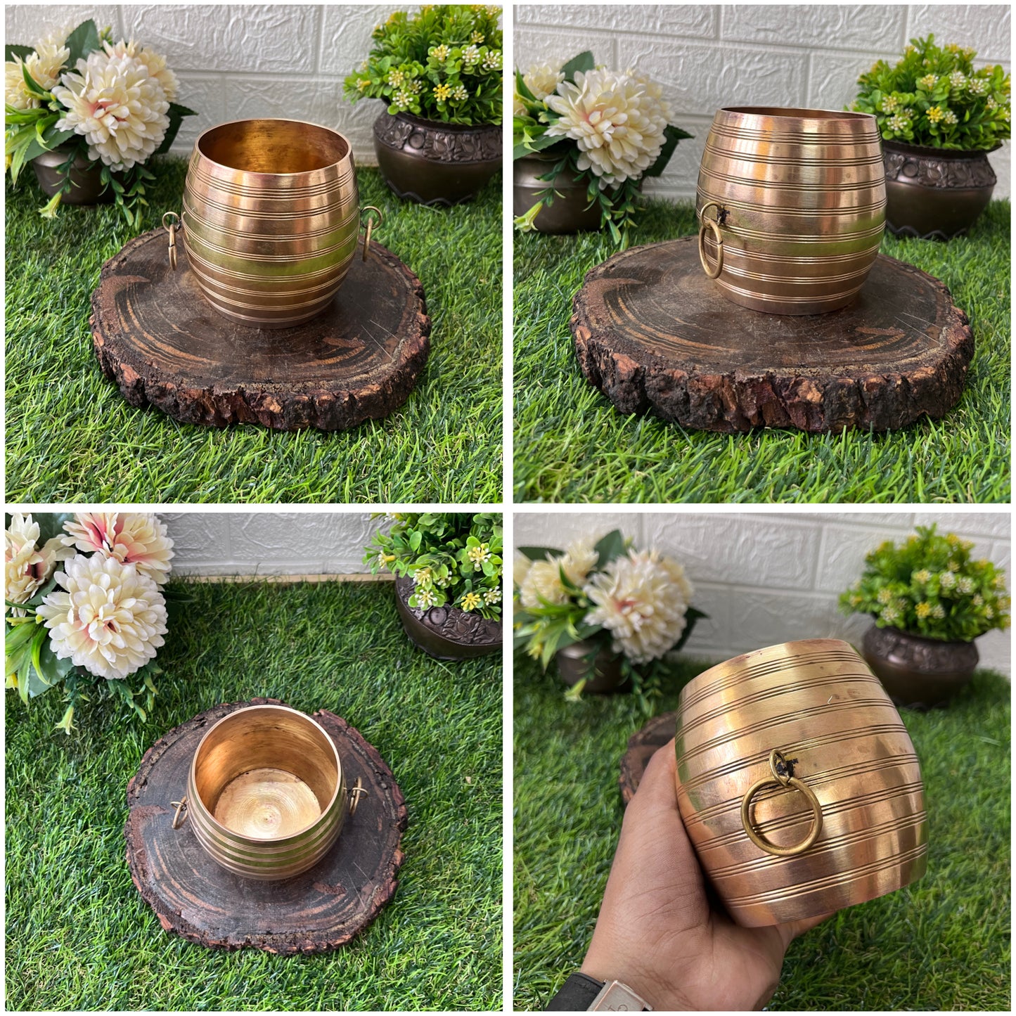 Small Brass Flower Bowl- Antique Decor Item