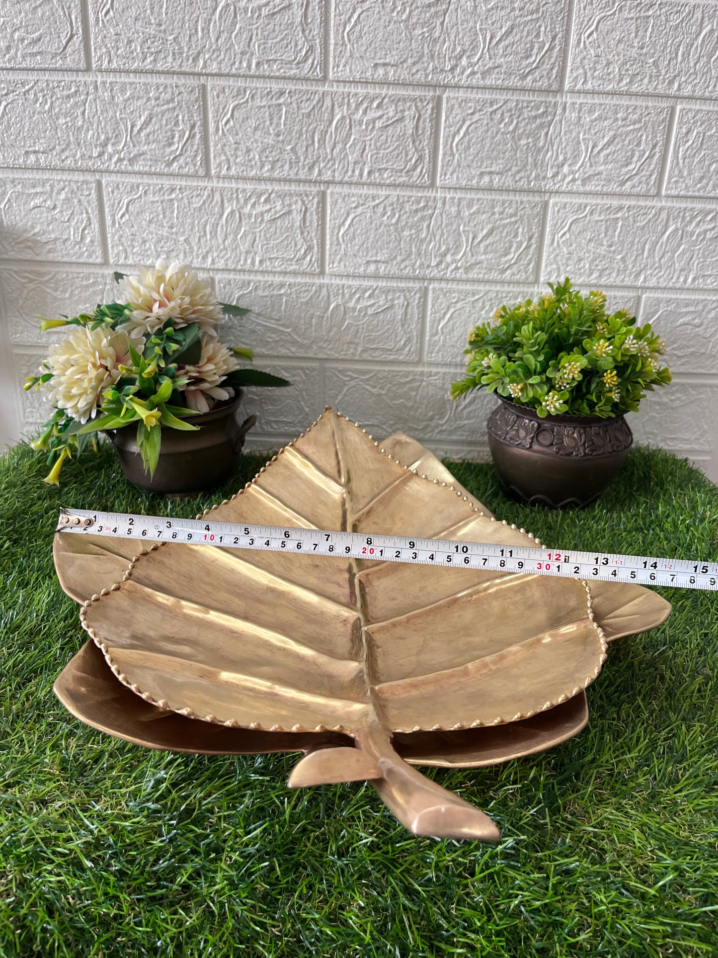 Big Brass Leaf Trays In Pair - Antique Serving Item