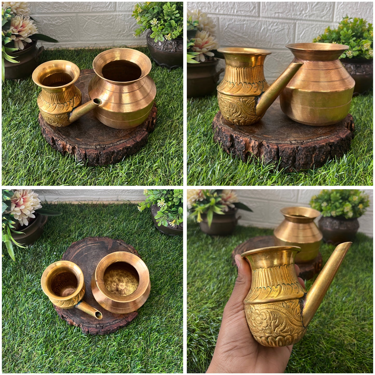 Brass Kamandalam With Kalash - Antique Lota In Pair