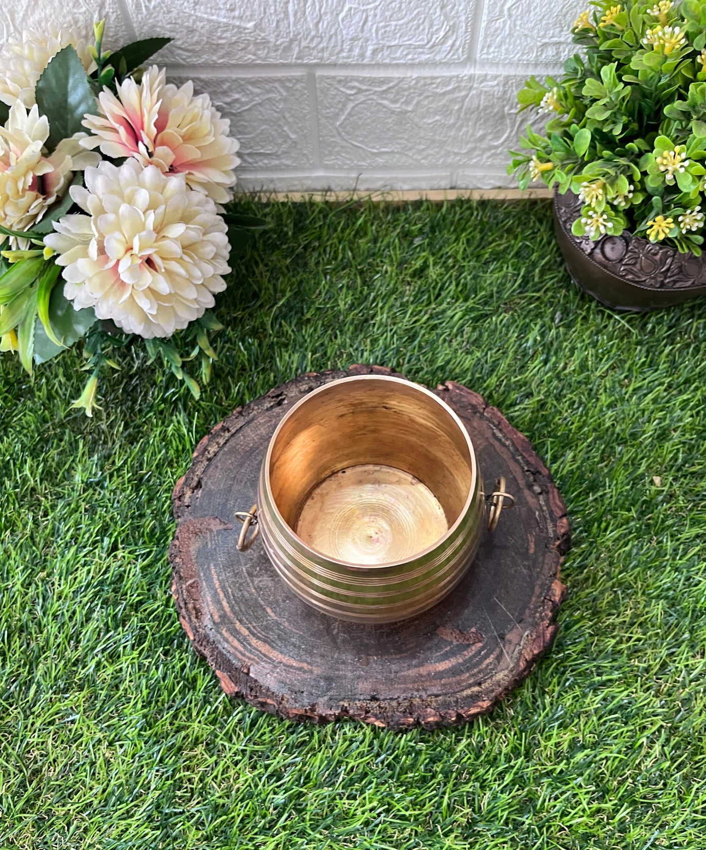 Small Brass Flower Bowl- Antique Decor Item