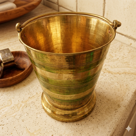 New Brass Bucket in Vintage Style - 10 litres Baltee