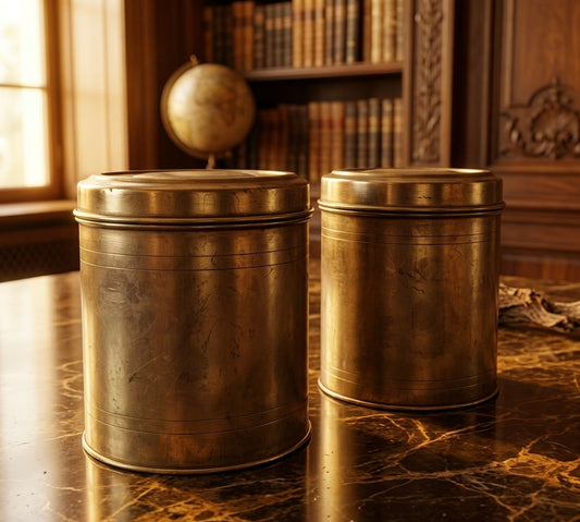 Antique Brass Storage Box Pair | Traditional Kitchen & Décor Utility