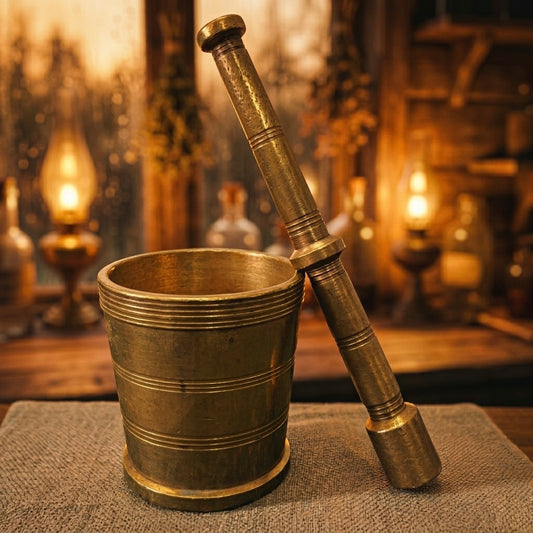 Antique Brass Khalbatta | Pital Traditional Grinding Tool