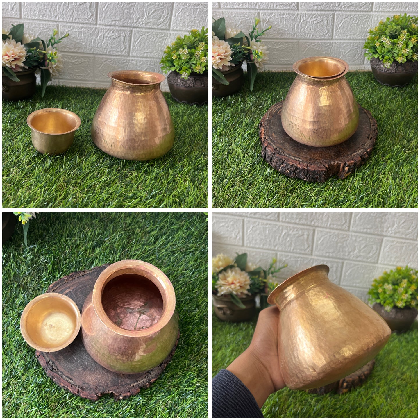 Brass Kalash With Glass- Antique Lota With Pela