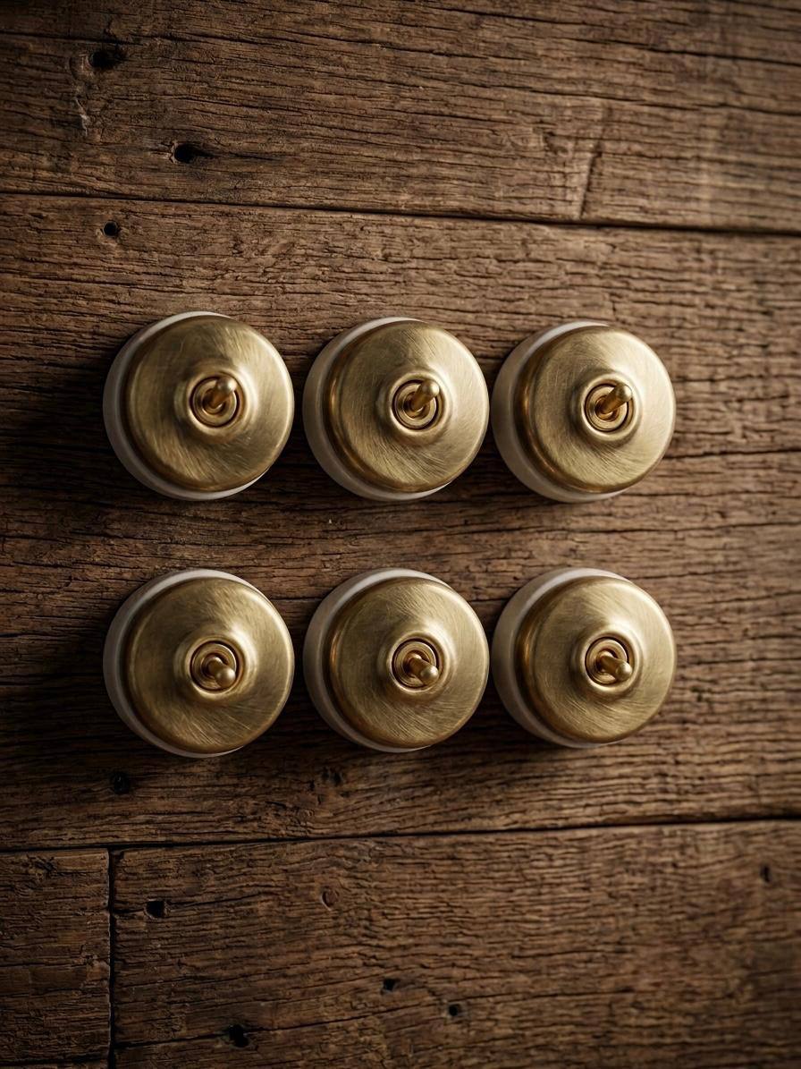 Peetal Vintage Round Toggle Light Switches Set of 6 | Brass Dome Toggle Switch Set | Vintage 1970s