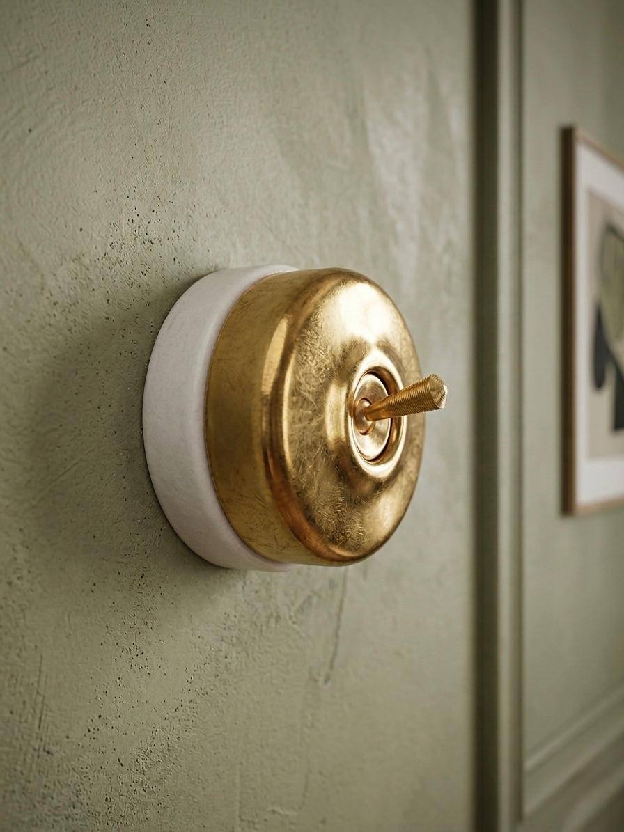 Peetal Vintage Brass Toggle Light Switches Set of 6 with Panel | Brass Dome Gang Switch Board | Vintage 1950s