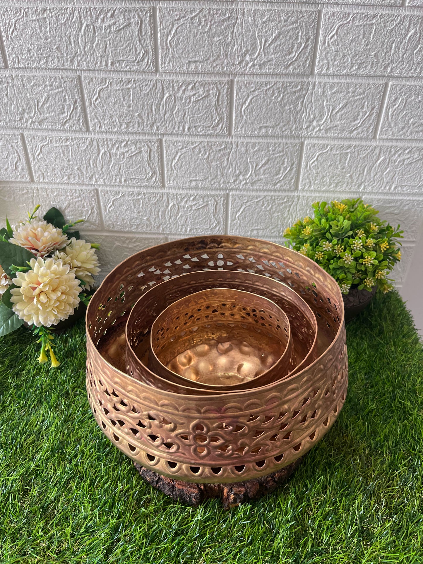 Antique Brass Storage Bowls set of 3