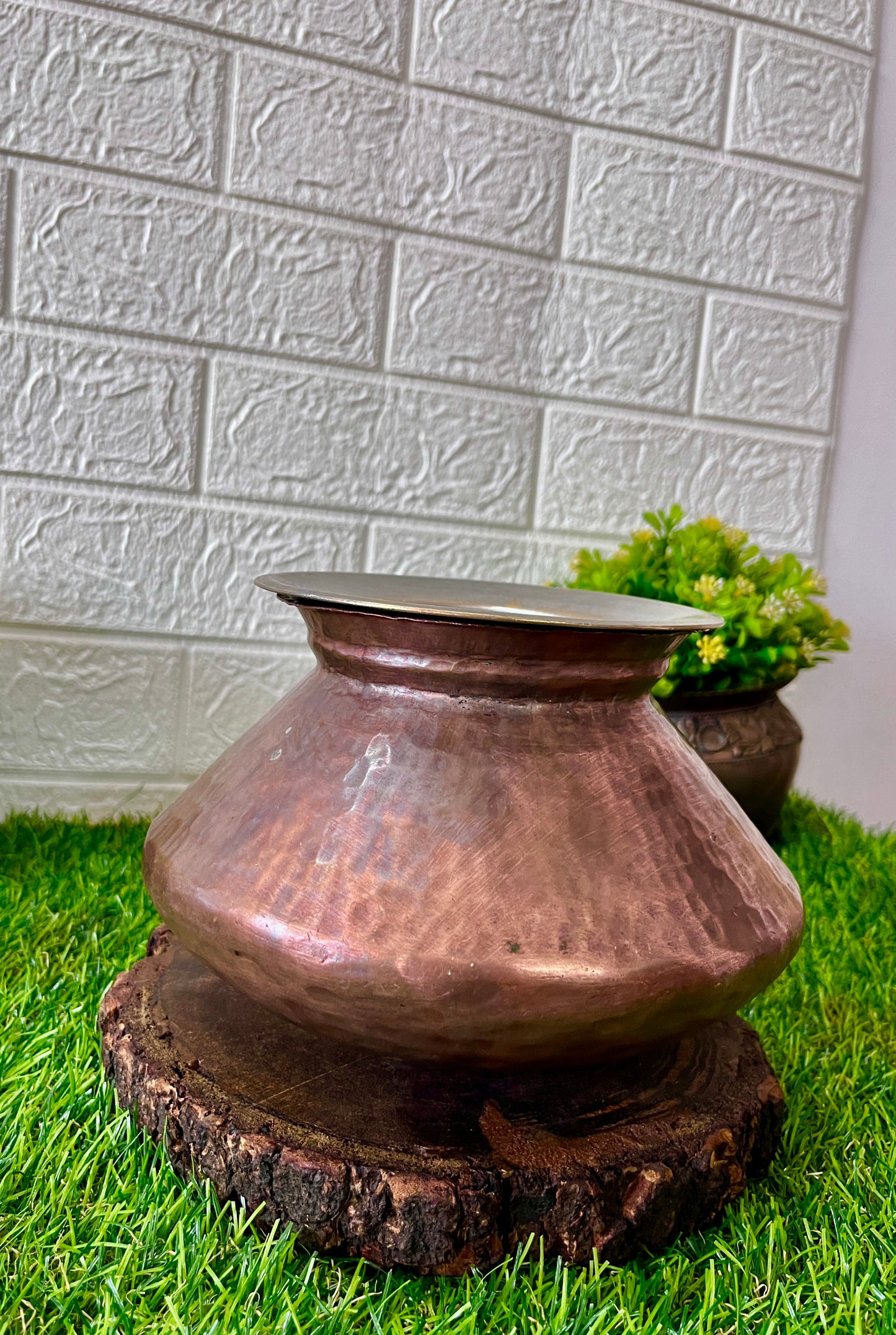 Antique Copper Cooking Bowl With Lid