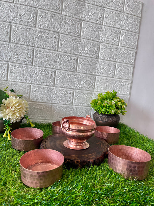 Antique Copper Ghangal with 5 Bowls