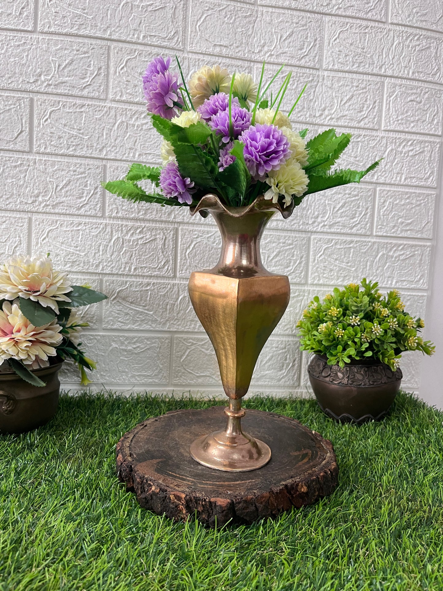 Brass Flower Vase - Antique Decor Item