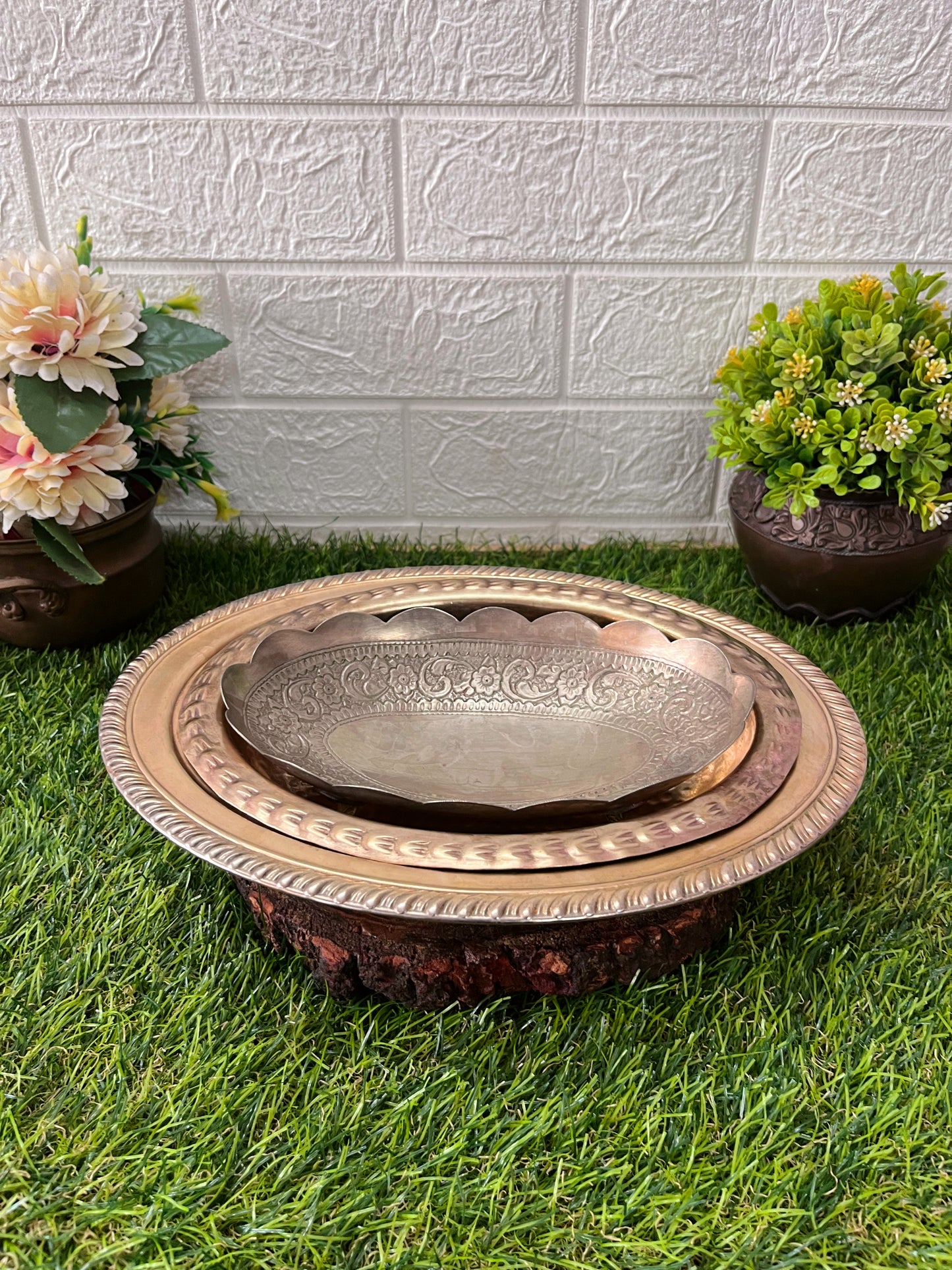 Brass Serving Bowl - Antique Serving Item Set