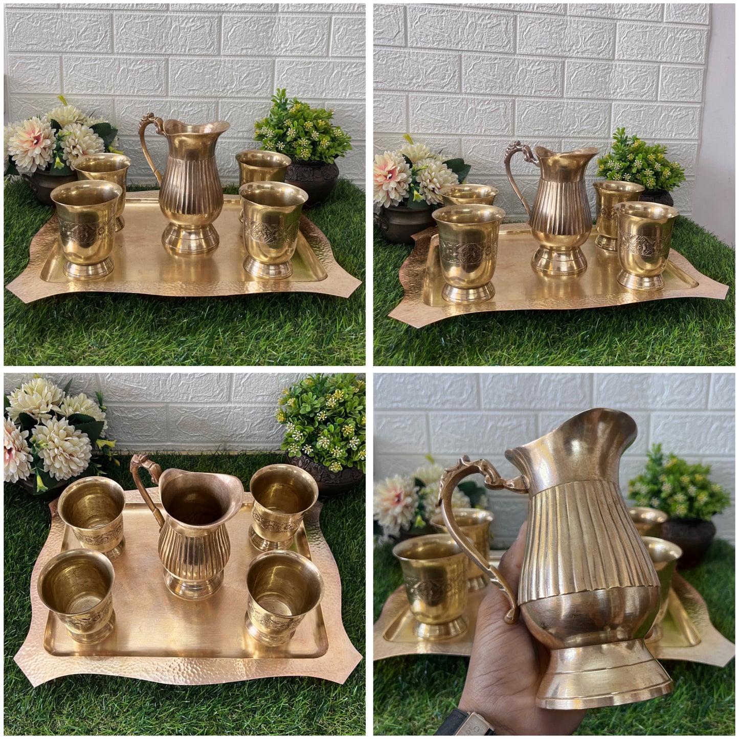 Brass Refreshment Set - Antique Jug & Glass Set